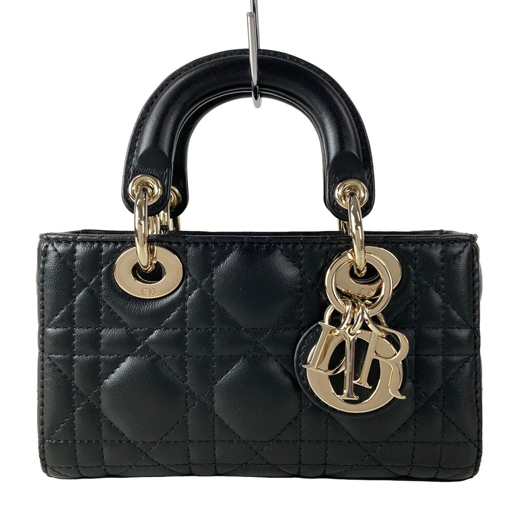 Christian Dior Lady D-Joy Bag Micro / Lady D-Joy Handbag Black Gold